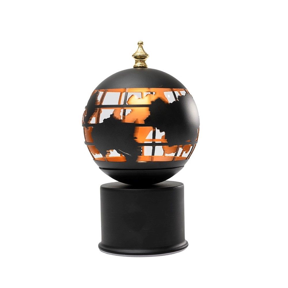 Lampada led con mappamondo rotante, nero