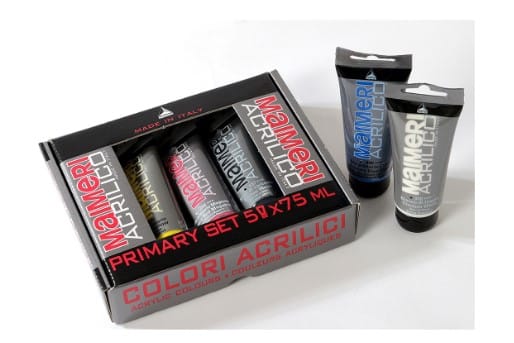 Confezione con 5 colori Maimeri Acrilico Primari tubo 75 ml